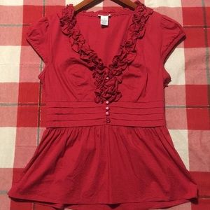 Anthropologie Red Odille Top